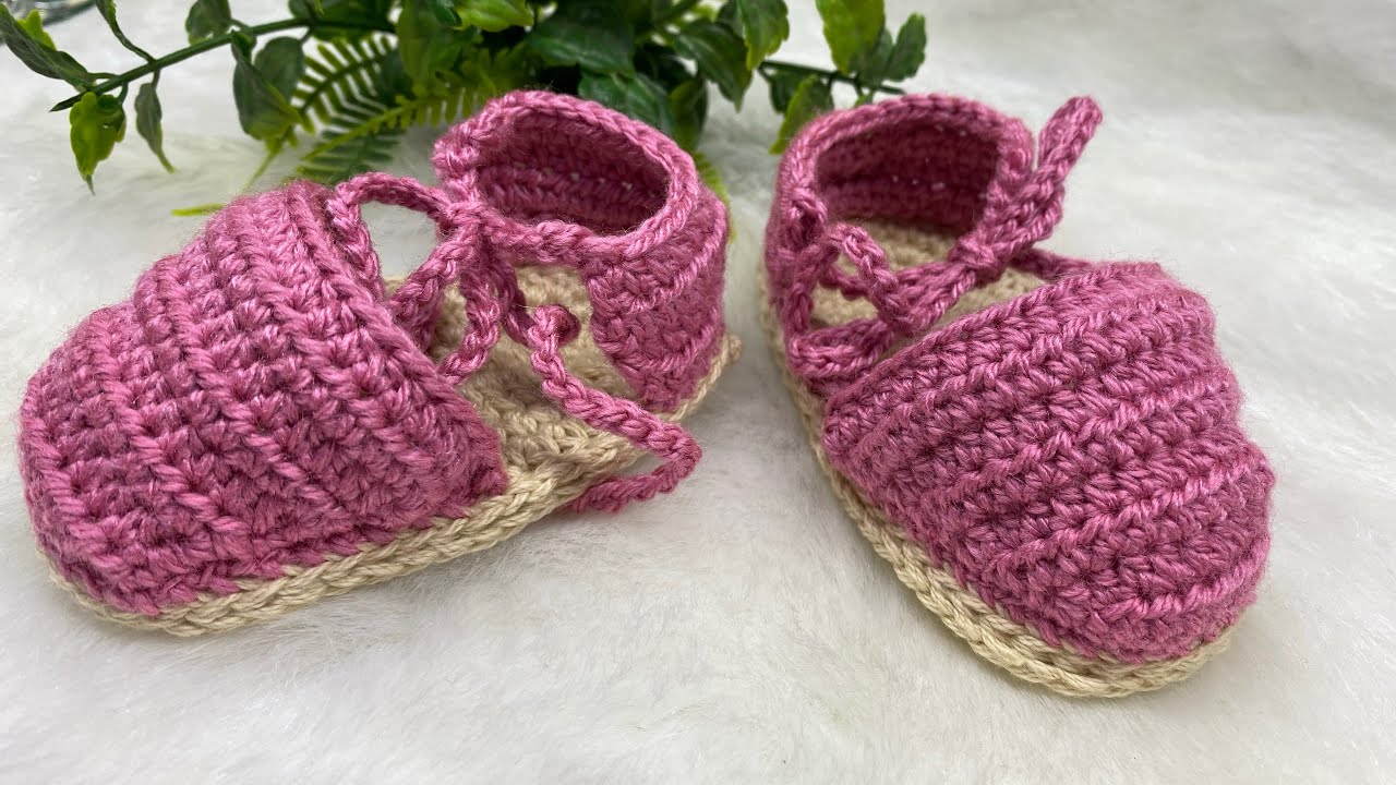 ALPARGATAS A CROCHET ✨💕✨ [zapatitos de bebé] 💗 Baby shoes 🌷 [cómo tejer zapatos de niña]