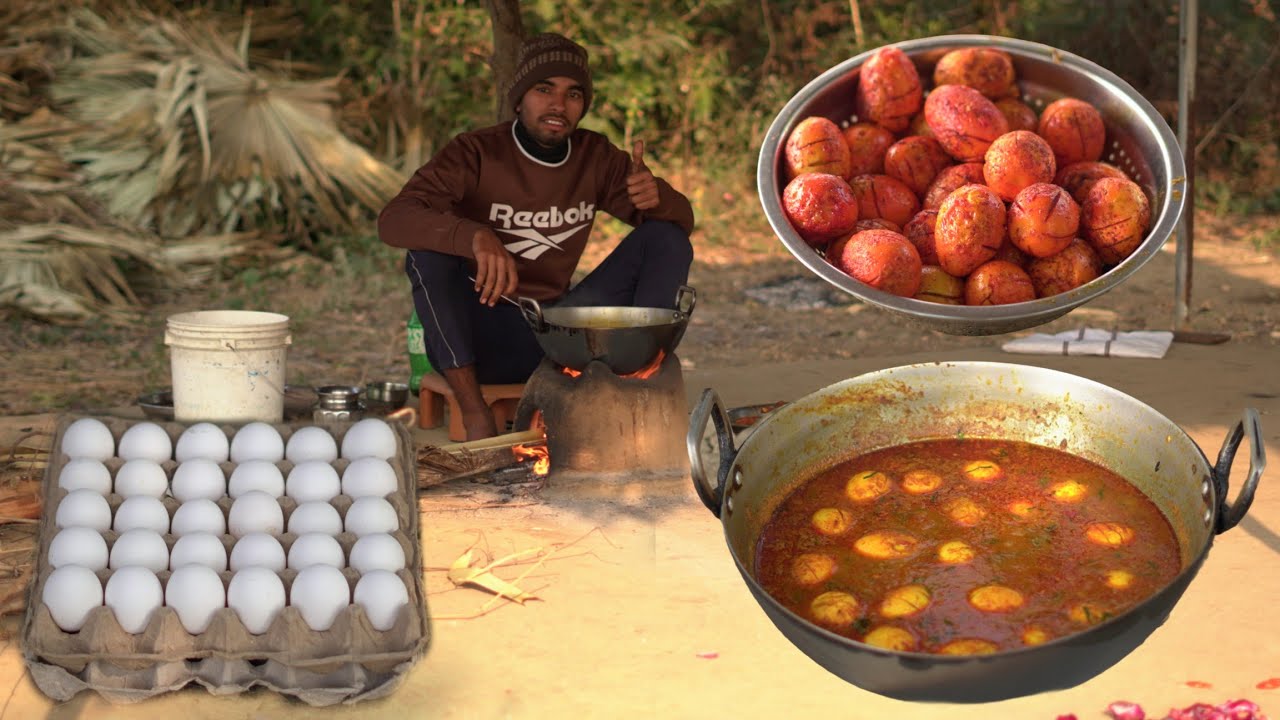 सबसे आसान अंडा मसाला बनाने का देसी तरीका | Easy Egg Curry Recipe Cooking & Eating in Village style