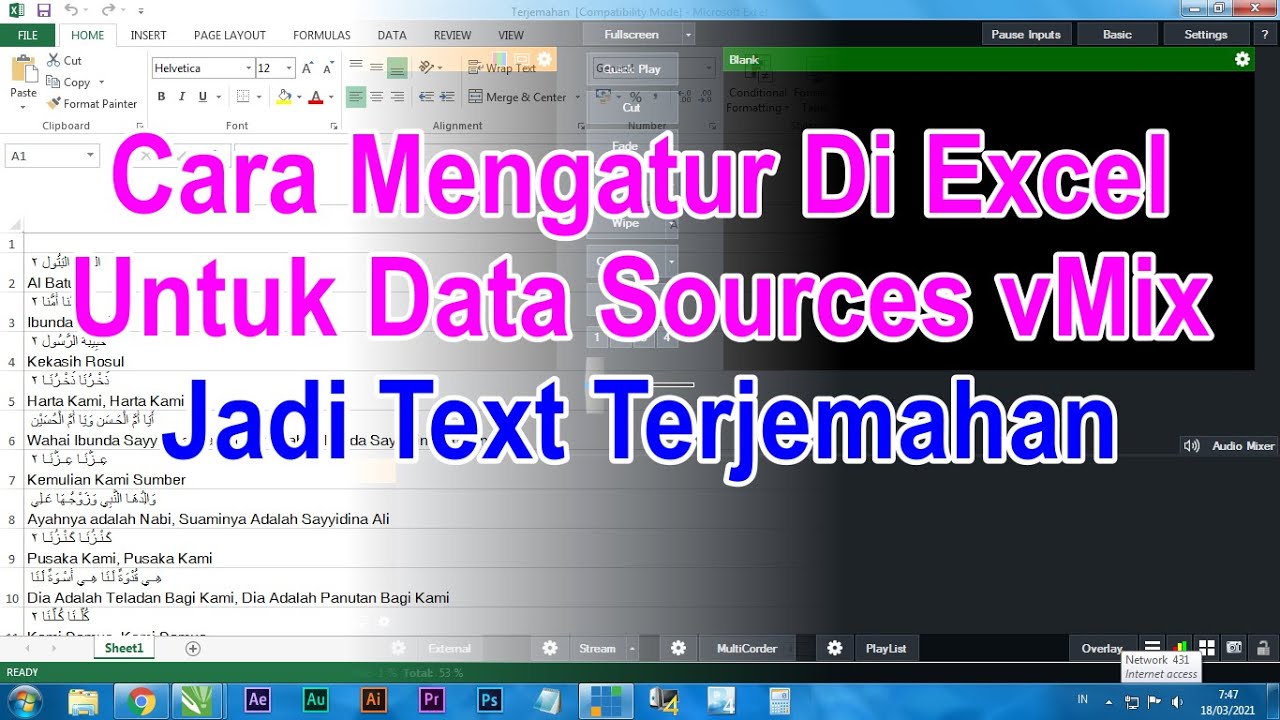 Mengatur Program Excel Untuk Data Sources Di vMix