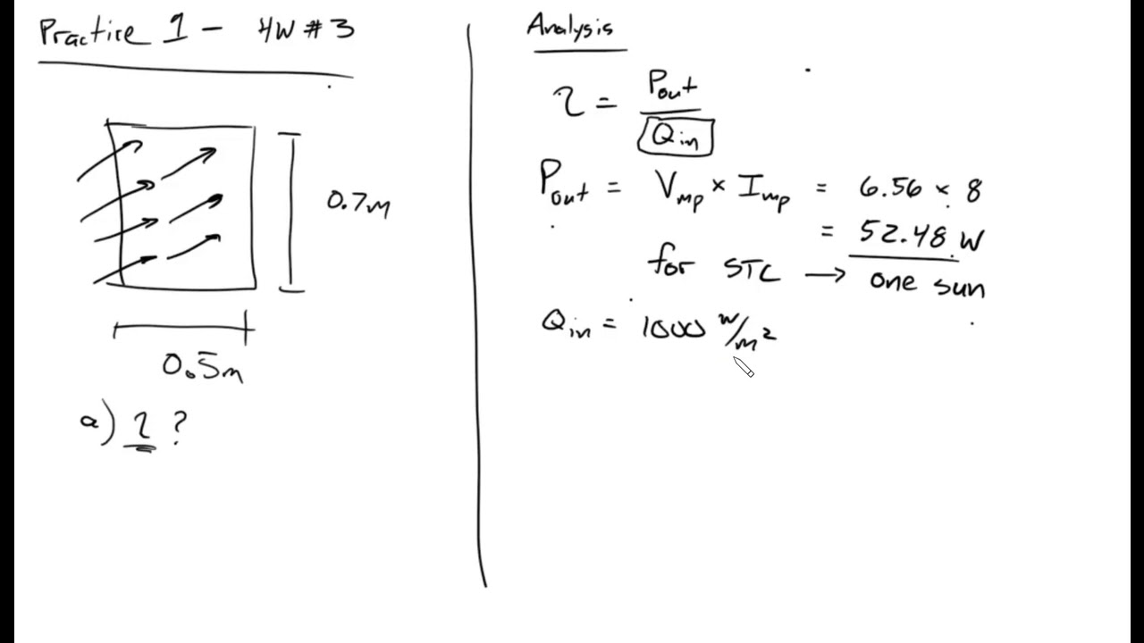 HW 3 Practice 1 - MEE 473 / RCL 573 - Calculating solar panel efficiency from reported values
