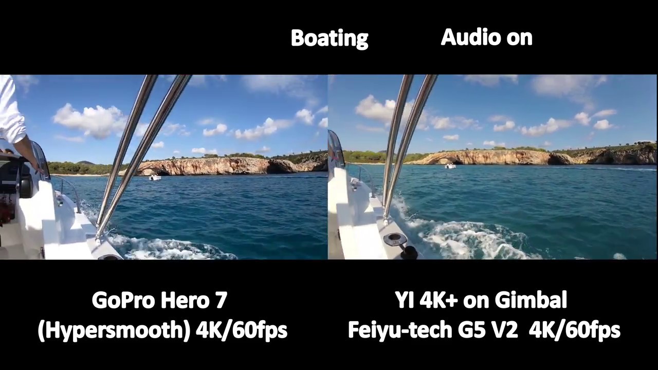 GoPro Hero 7 black vs Yi 4K plus with Feiyutech G5 V2 shot at Balearic Island Mallorca