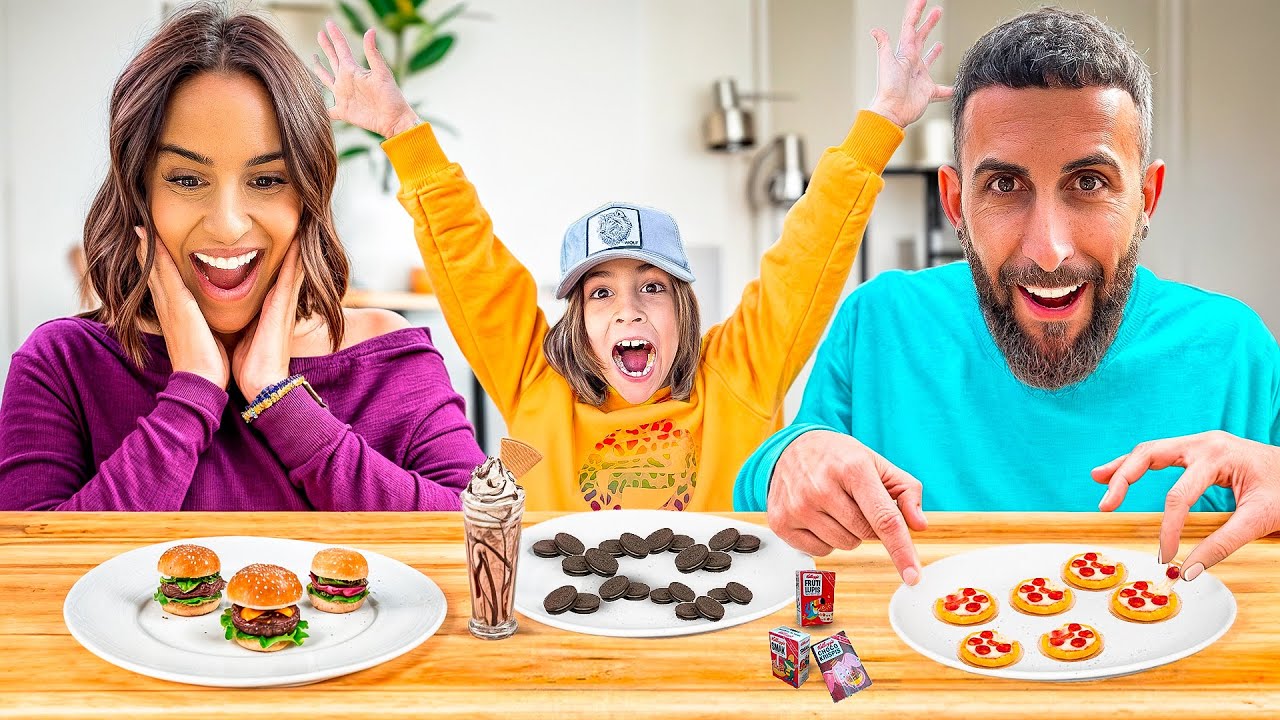 24 HORAS COMIENDO COMIDA MINIATURA | Familia Amiguindy