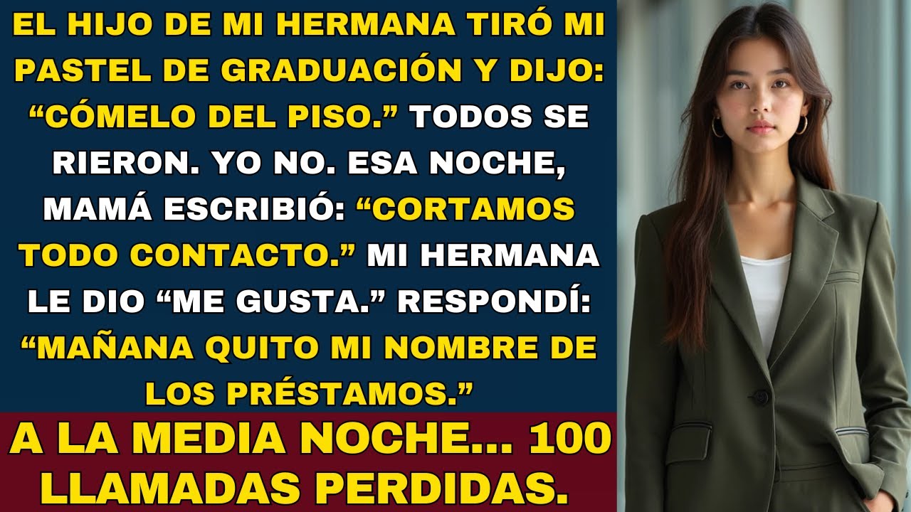 El hijo de mi hermana tiró mi pastel de graduación al suelo y dijo: “Cómelo del piso.” Entonces yo.
