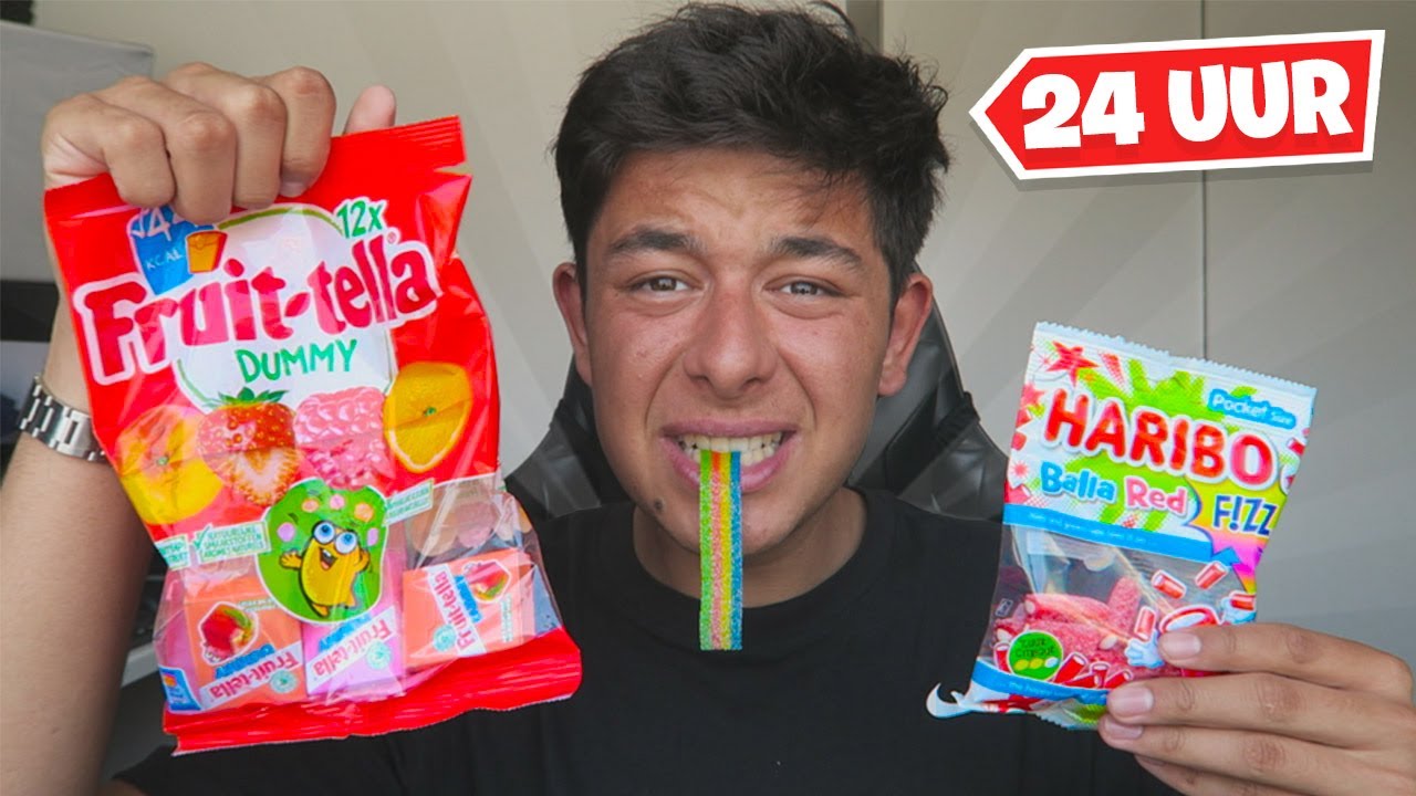 24 UUR alleen maar SNOEP ETEN! 🍬 *BUIKPIJN*