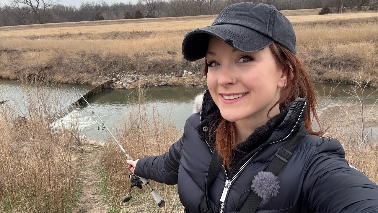 Pre-Spring Waterfall Fishing Adventure!! (Cold Front Coming In)