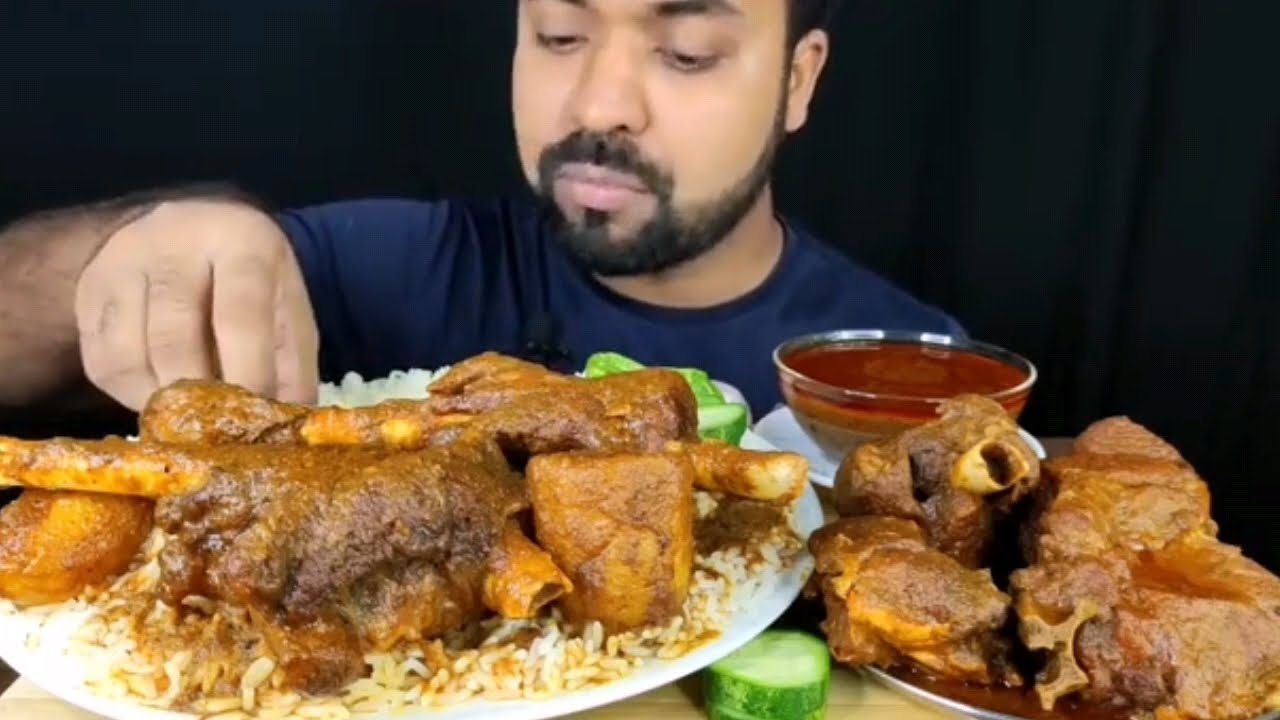 খাসির জাল মোসলা কারি- ভাত - জোল - food eating video .
