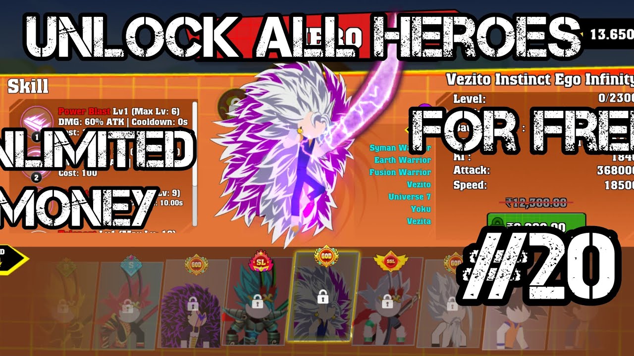 Unlock all heroes in stickman battle fight #20