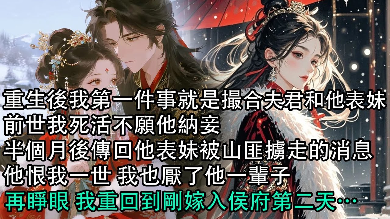 【一口氣看完】重生後我第一件事就是撮合夫君和他表妹，前世我死活不願他納妾，半個月後傳回他表妹被山匪擄走的消息，他恨我一世 我也厭了他一輩子，再睜眼 我重回到剛嫁入侯府第二天…