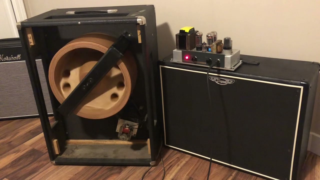 Filmosound 385 (Guitar amp conversion) and Fender Vibratone (Leslie 16) rotating speaker