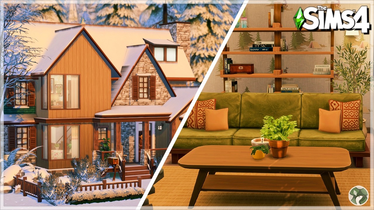 Эстетичный винтажный зимний домик ❄️ Быстрая постройка в Sims 4