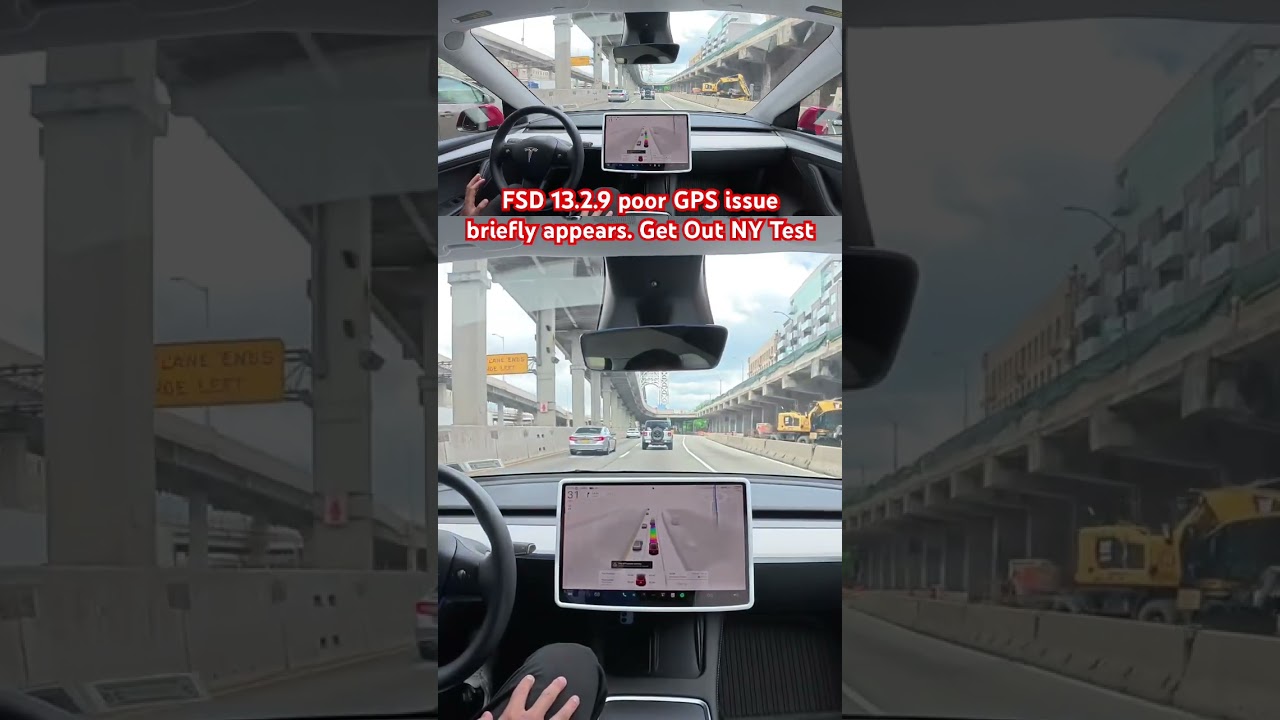 В FSD 13.2.9 на короткое время появляется проблема с плохим GPS. Тест Get Out NY #teslafsd #fsdbe...