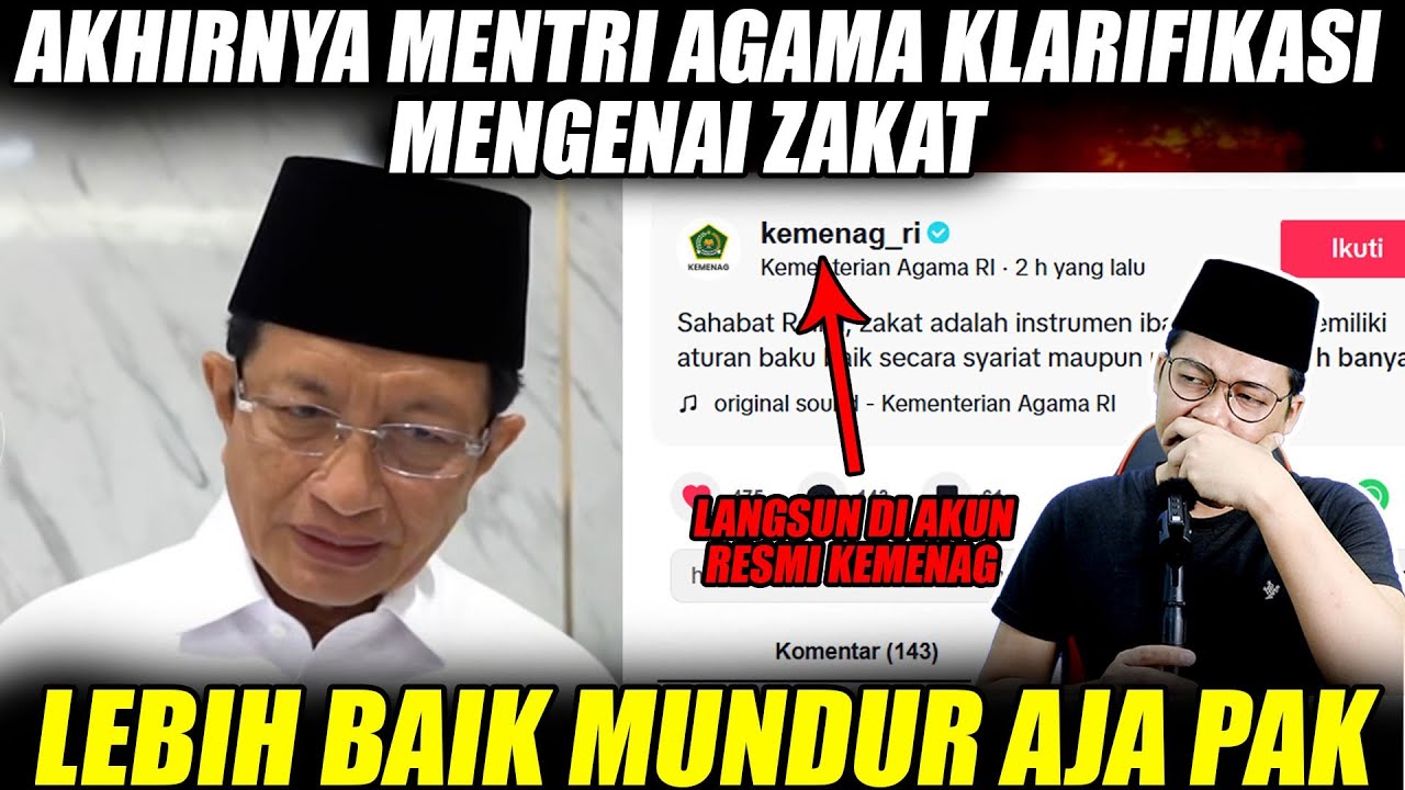 Klarifikasi Mentri Agama Malu Maluin Negara Zakat Bukan Untuk MBG 😩