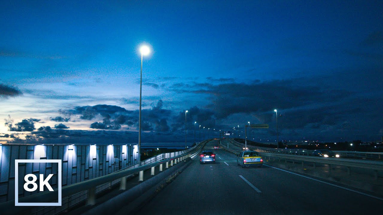 Sunset Drive through Naha, Okinawa / 8K 60fps HDR / Car Ambience (No Music) / Binaural Audio