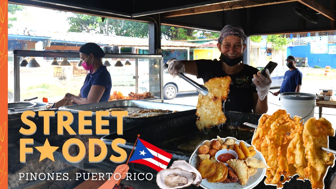 🇵🇷$1 Puerto Rican Street Foods, Giant Cod Fritter & Conch | Pinones.