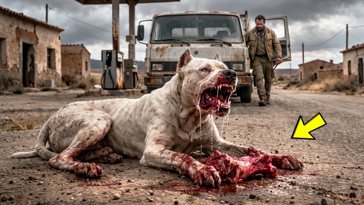 Un dogo argentino aparece de la nada en una gasolinera aislada... el misterio se apodera del lugar.