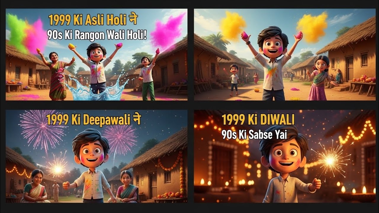 1999 Ki Holi Aur Diwali 😍 | 90s Gaon Ki Asli Yaadein | 3D Animation