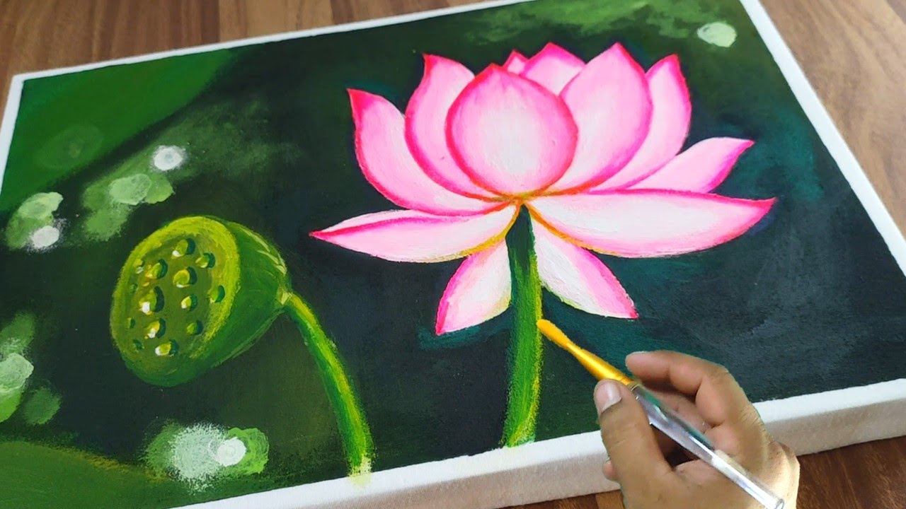 Lotus Acrylic Painting / Flower Painting in Acrylic