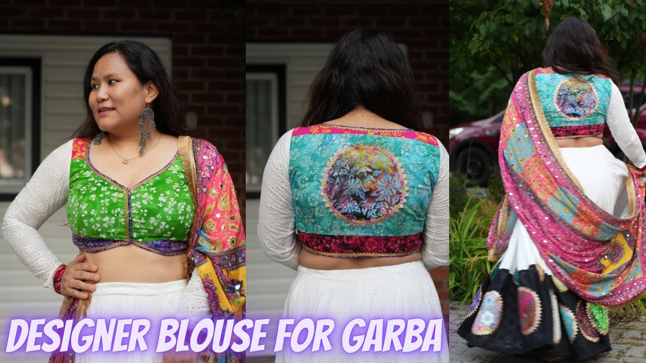 How To Make Designer Blouse for Garba/Navratri from leftover fabric|patchwork blouse|Maina Thapa