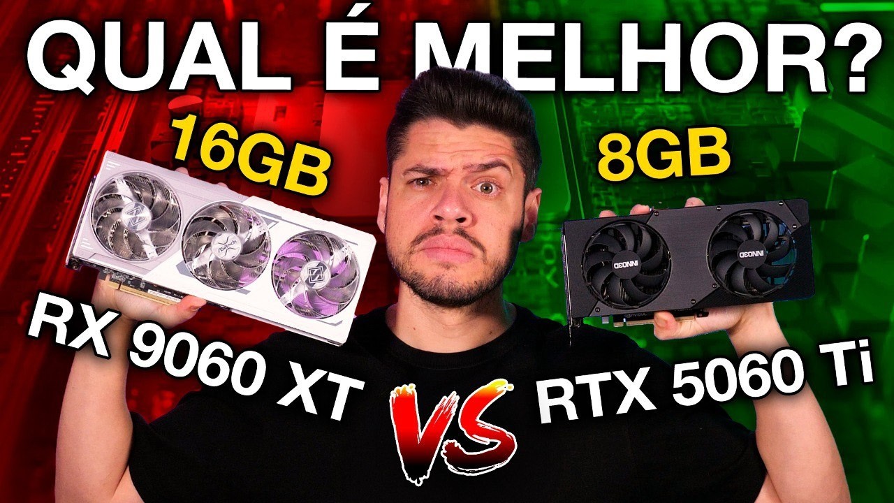 RTX 5060 Ti 8GB vs RX 9060 XT 16GB: TESTES LADO a LADO em JOGOS, DLSS vs FSR, DESEMPENHO e PREÇO