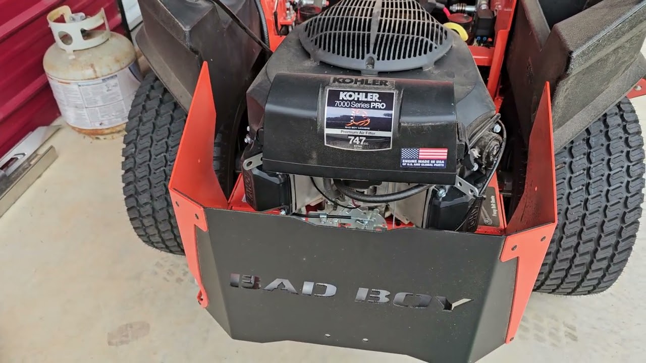 2023 Bad Boy ZT Elite hydraulic refill access locations.