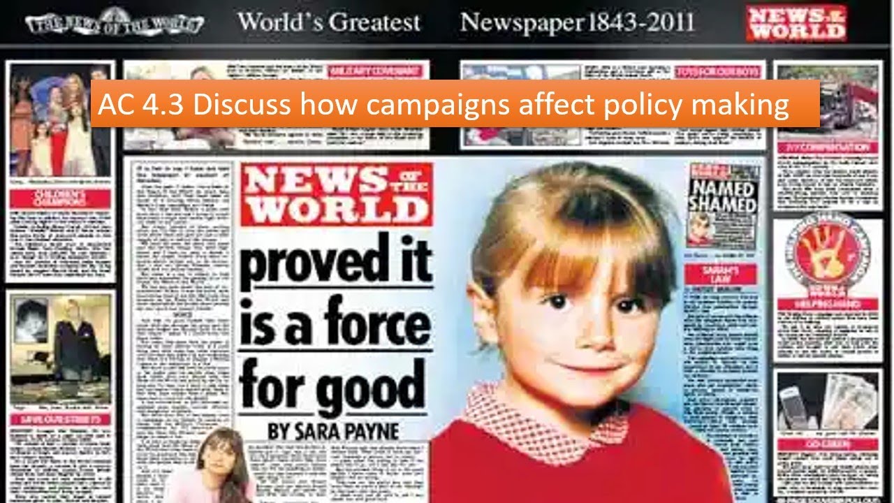 Unit 2 AC 4.3 Discuss how campaigns affect policy making
