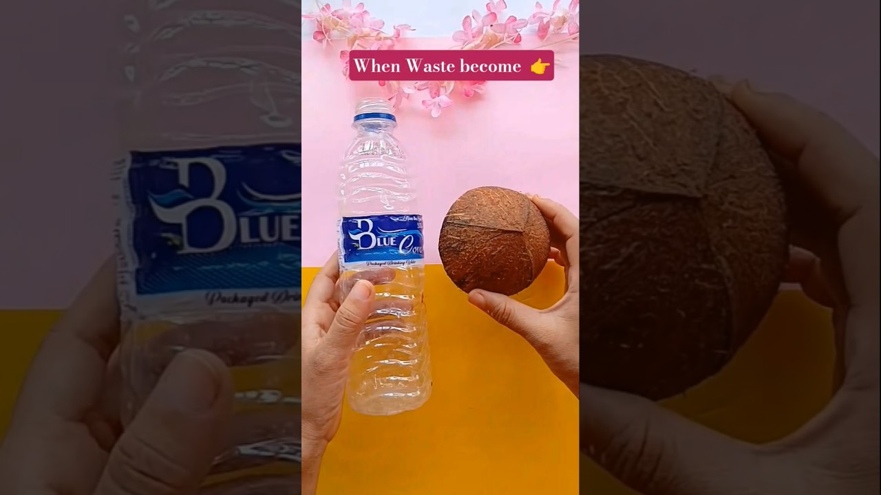Craft from waste material/ Coconut shell craft ideas/waste material craft ideas #shorts #diy house