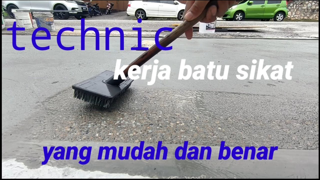 Cara nya membuat batu sikat di bagian lantai tepi jalan. How to make a brush stone 