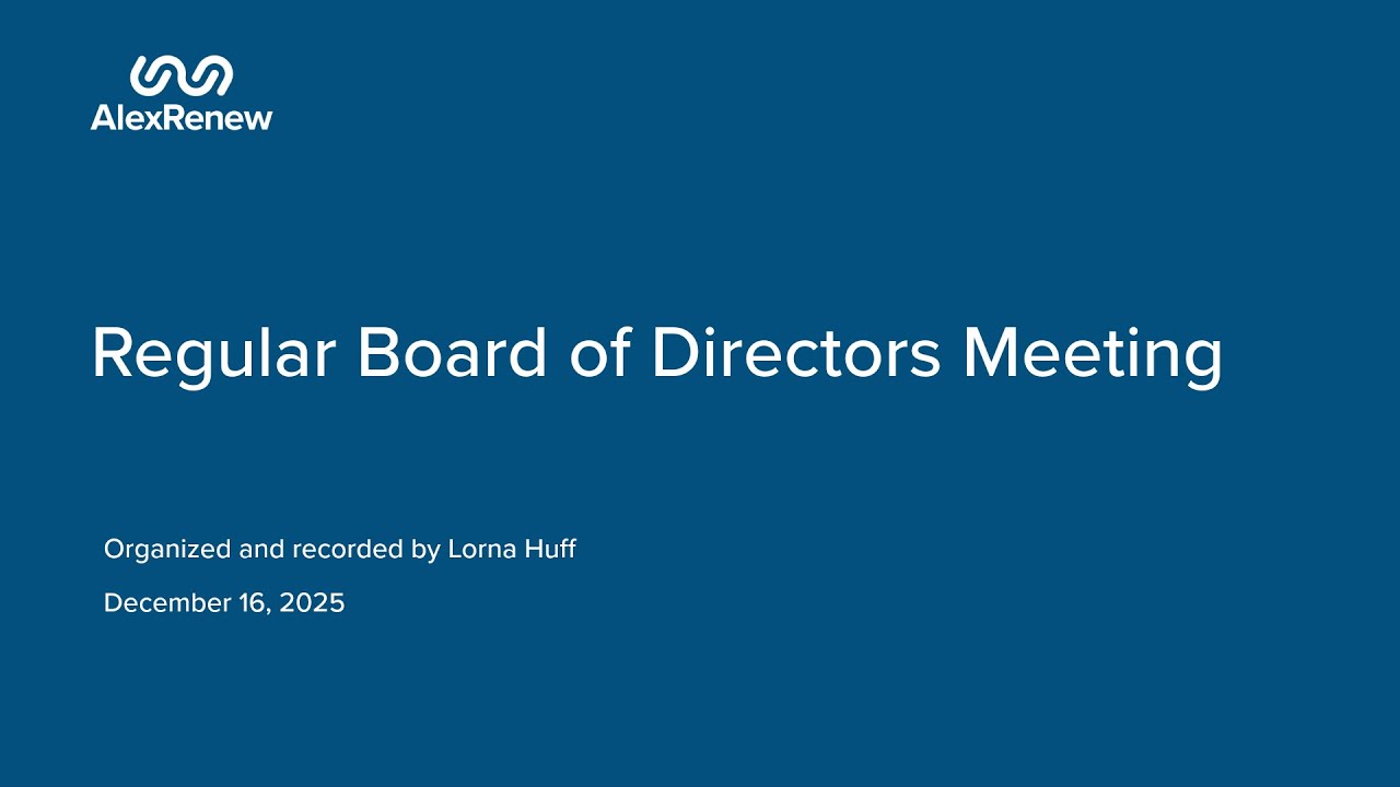 December 16, 2025 AlexRenew Board of Directors Meeting Recording