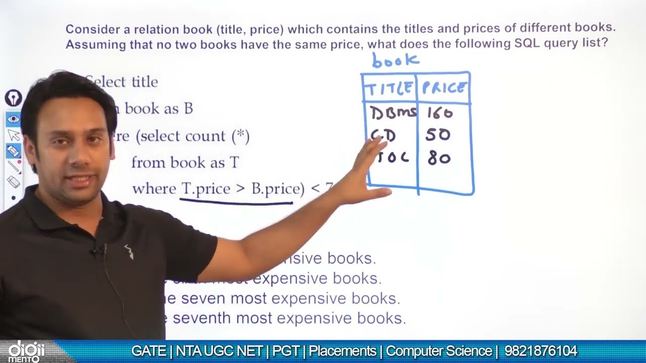 SQL PYQs | NTA NET Computer Science | UGC NET CS 2018 July – II | Question 62