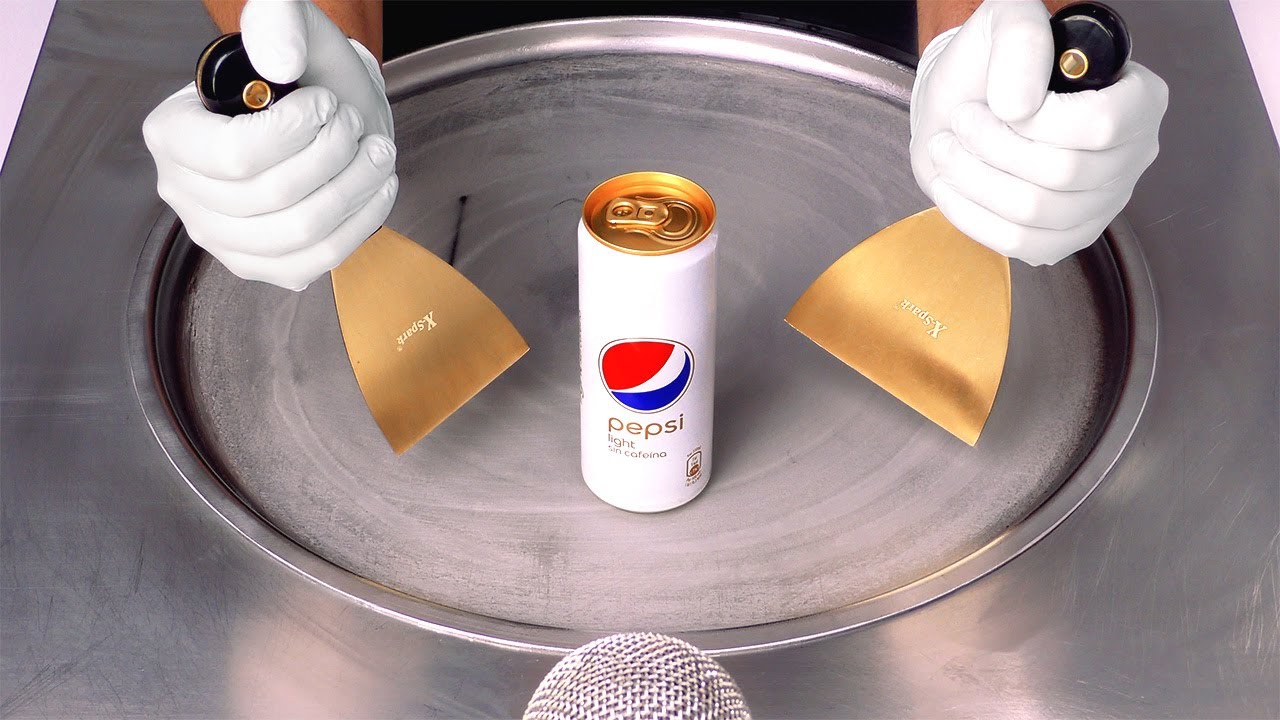 PEPSI WHITE - Ice Cream Rolls | how to make Pepsi Cola Light sin cafeina to rolled Ice Cream (ASMR)