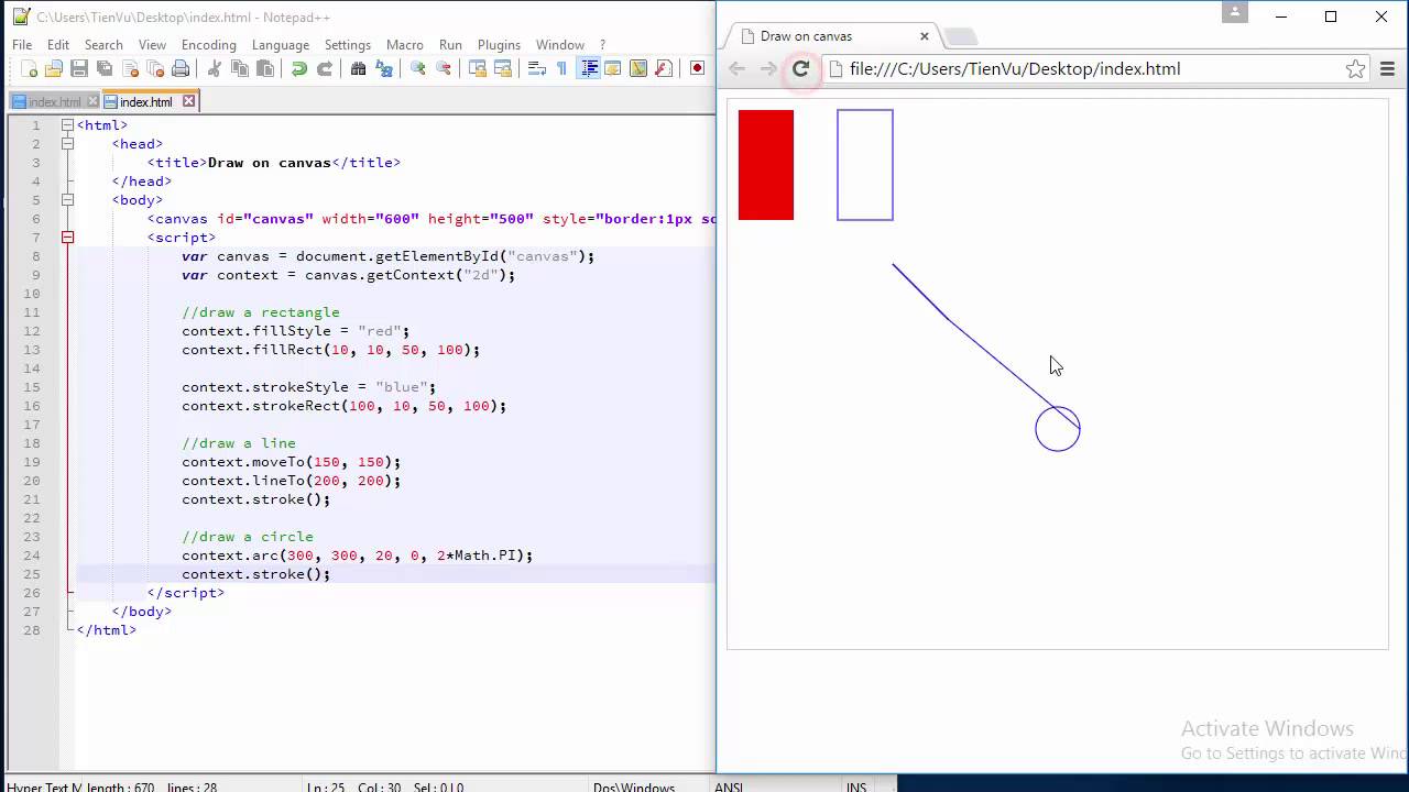 Draw on canvas HTML5 game tutorial #1 ✔