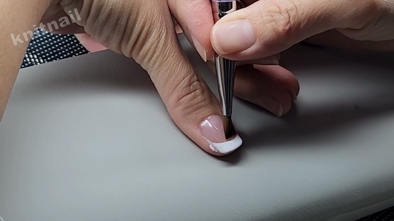 Nail French Tip with French Nail Brush Nail Art.