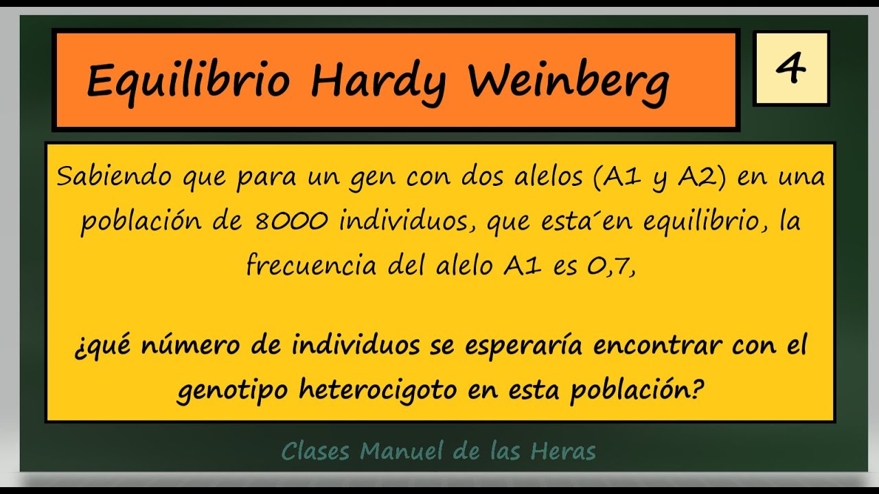 Equilibrio Hardy - Weinberg. Problema 4. Genética de Poblaciones. Biología.