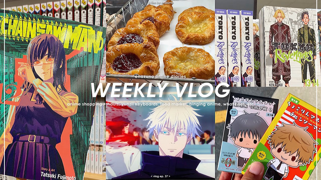 weekly vlog: anime shopping & hauls, yunzii keyboard, food market, binigng anime, what i eat, etc