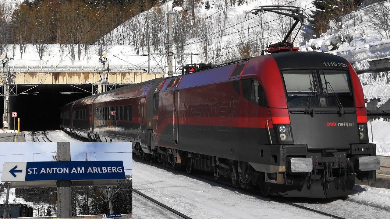 ARLBERGBAHN:❄St. Anton am Arlberg/ 5 Stunden Railjet & Güterzüge & 1 Lok & Bahnansagen im Schnee❄❄❄