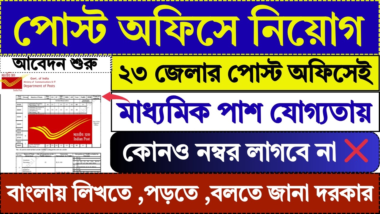 শুধু 10th পাশে পোস্ট অফিসে নতুন নিয়োগ শুরু | Post Office New Recruitment 2026 | GDS | #job