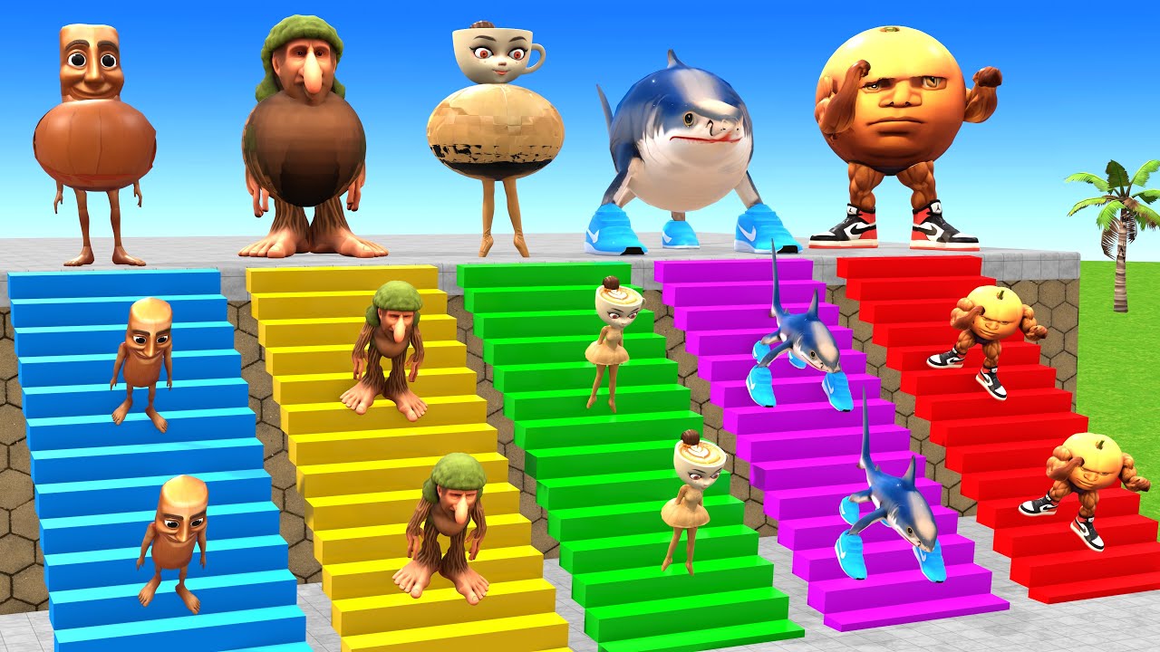 Long Slide Game with Cow Elephant Gorilla Hippopotamus Tiger 3d Animal Game Funny 3d Animals