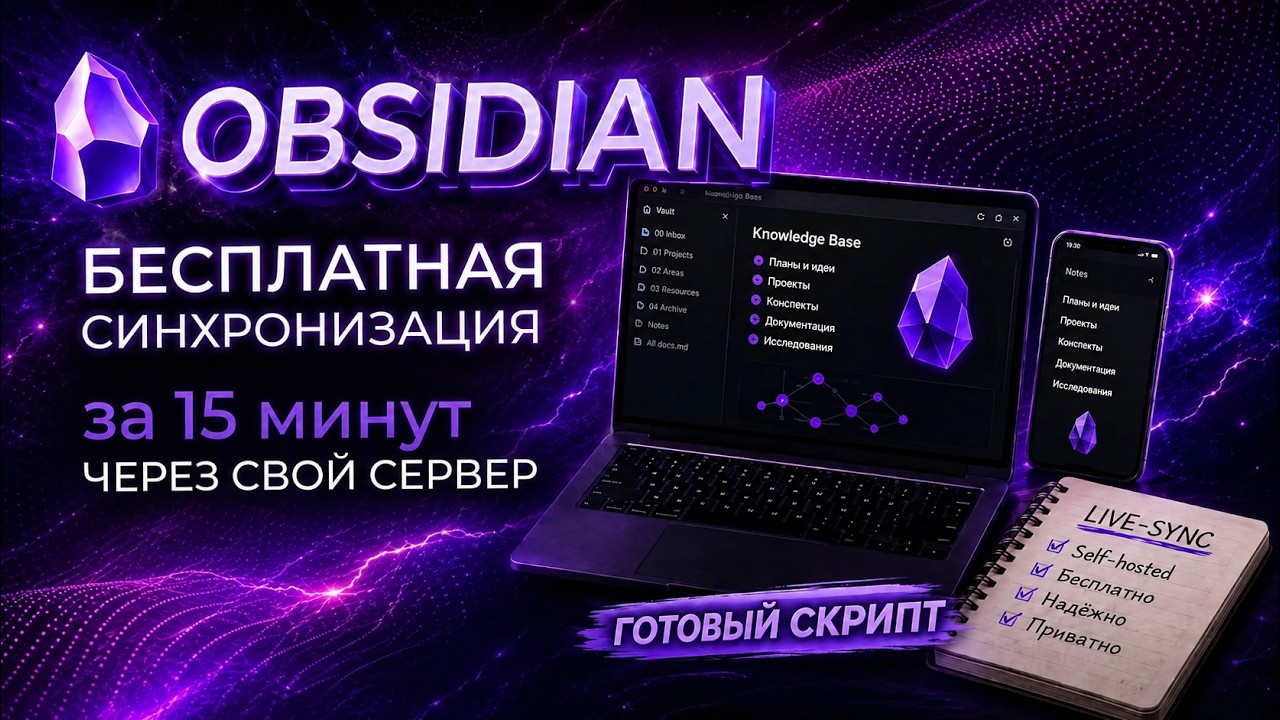 Obsidian: Free sync via your own server in 15 minutes. Ready-to-use script