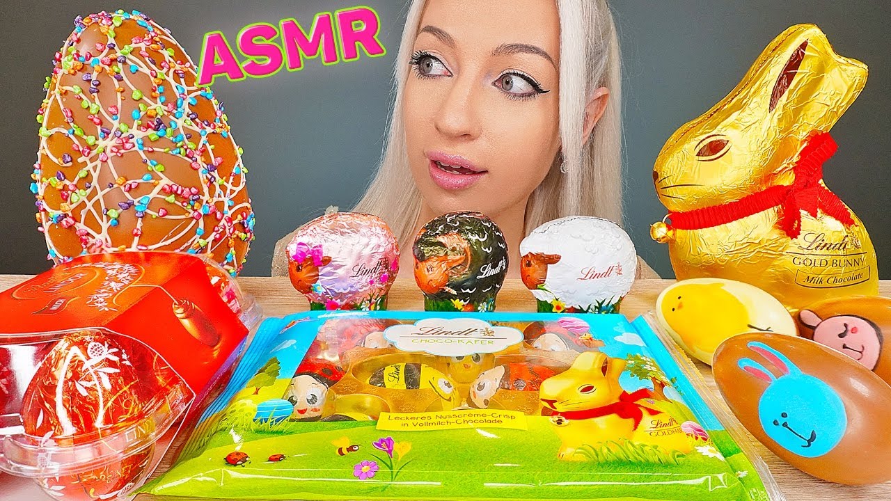 ASMR EATING CHOCOLATE, LINDT, EASTER PARTY, GOLD FOOD, 초콜릿 먹방, 달달한 음식 먹방 (DESSERT) MUKBANG 먹방