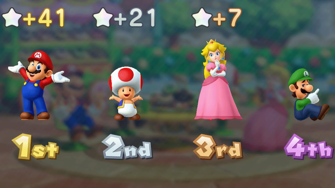 Mario Party 10 - Mario vs Luigi vs Toad vs Peach - Haunted Trail