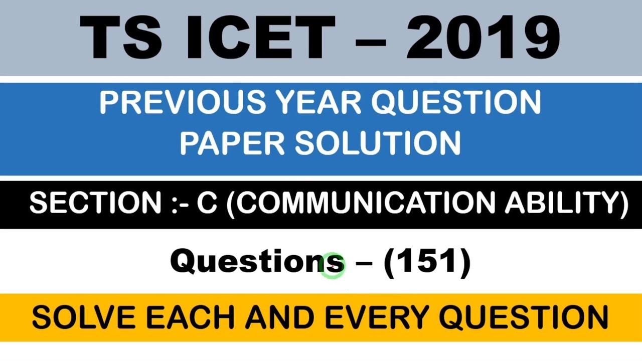 TS ICET 2019 PREVIOUS YEAR QUESTION PAPER ENGLISH, COMMUNICATION SKILLS (151Q) EXPLANATION SHANAWAZ