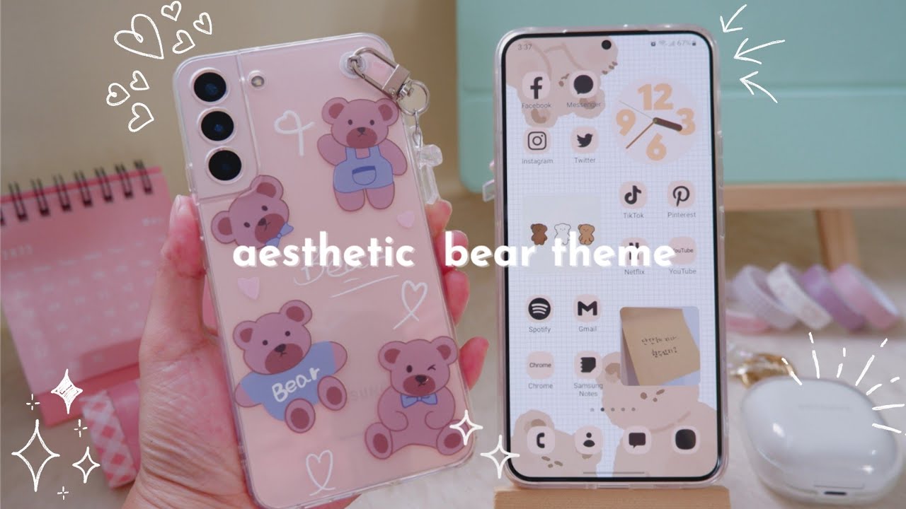 how to make your phone aesthetic ✨️ cute bear theme 🧸