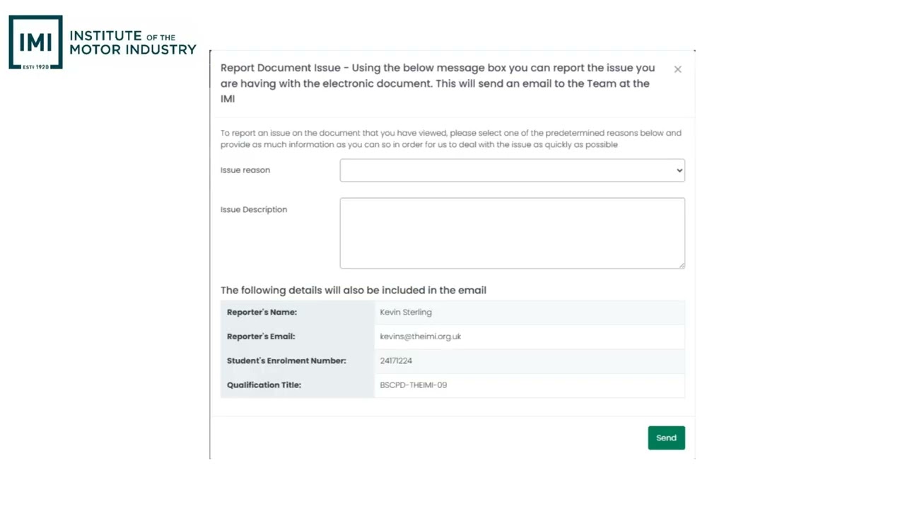 Centre Digital Achievement - Reporting an Issue on a Document