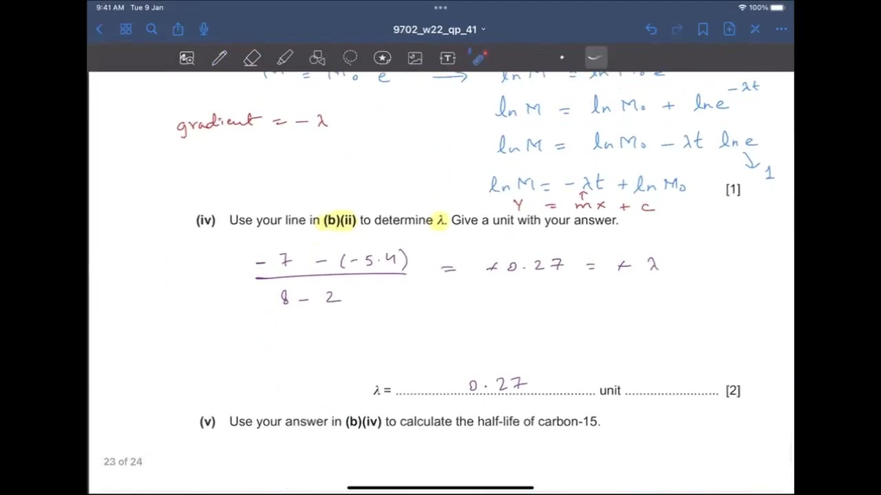 A level Physics 9702 Oct/Nov 2022 Paper 41 Past Paper Solution