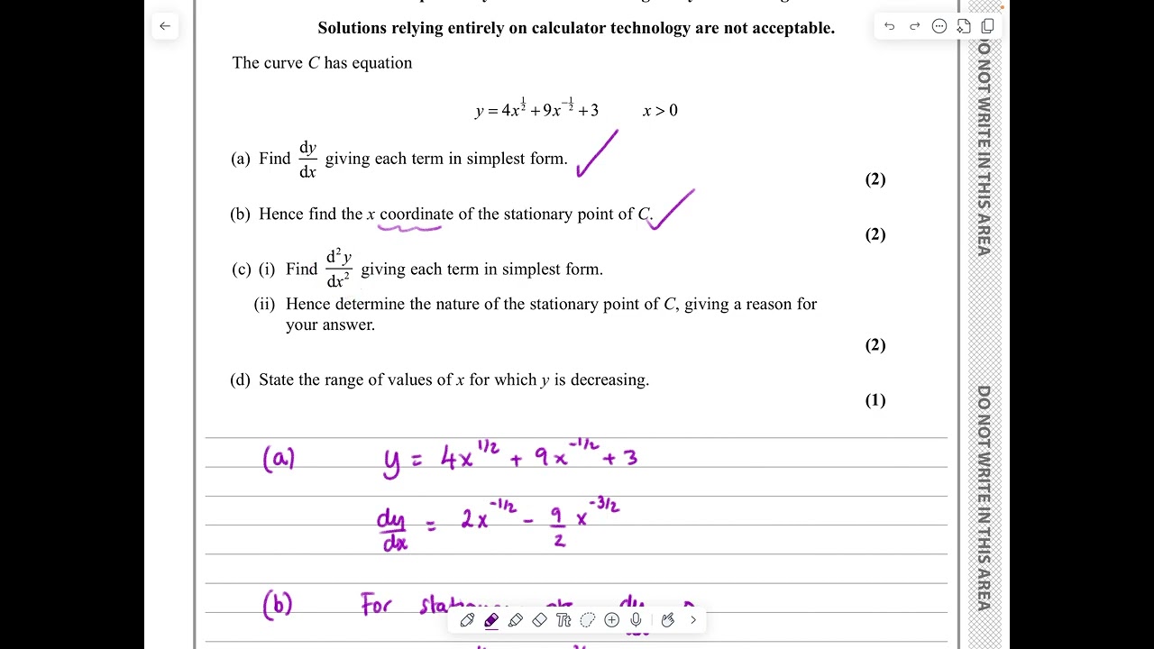 IAL, Edexcel, октябрь 2024 г., P2, Q4, Дифференцирование, убывающие функции, чистые, Ник Питерс, ...