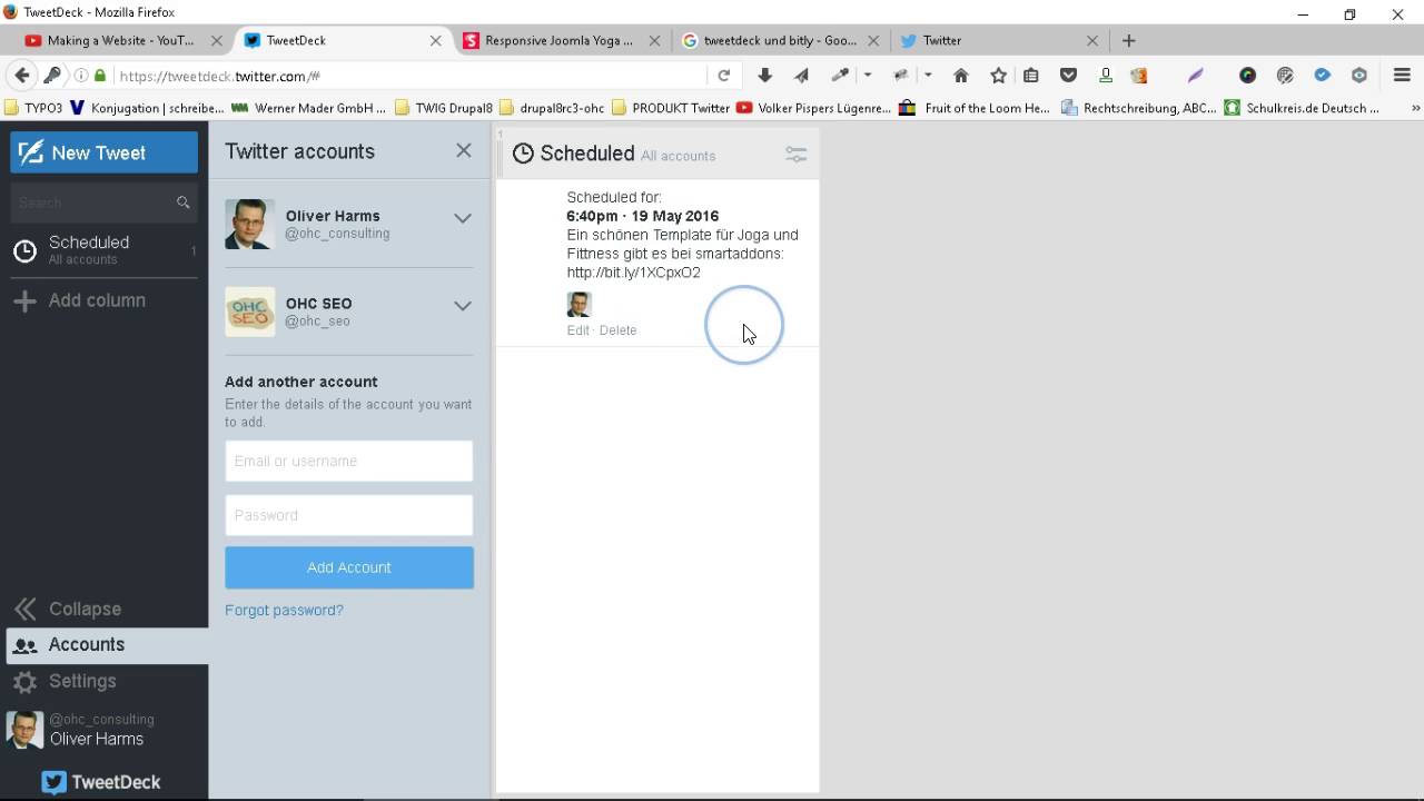 Twitter-Account 5: Accountwechsel vermeiden mit TweetDeck
