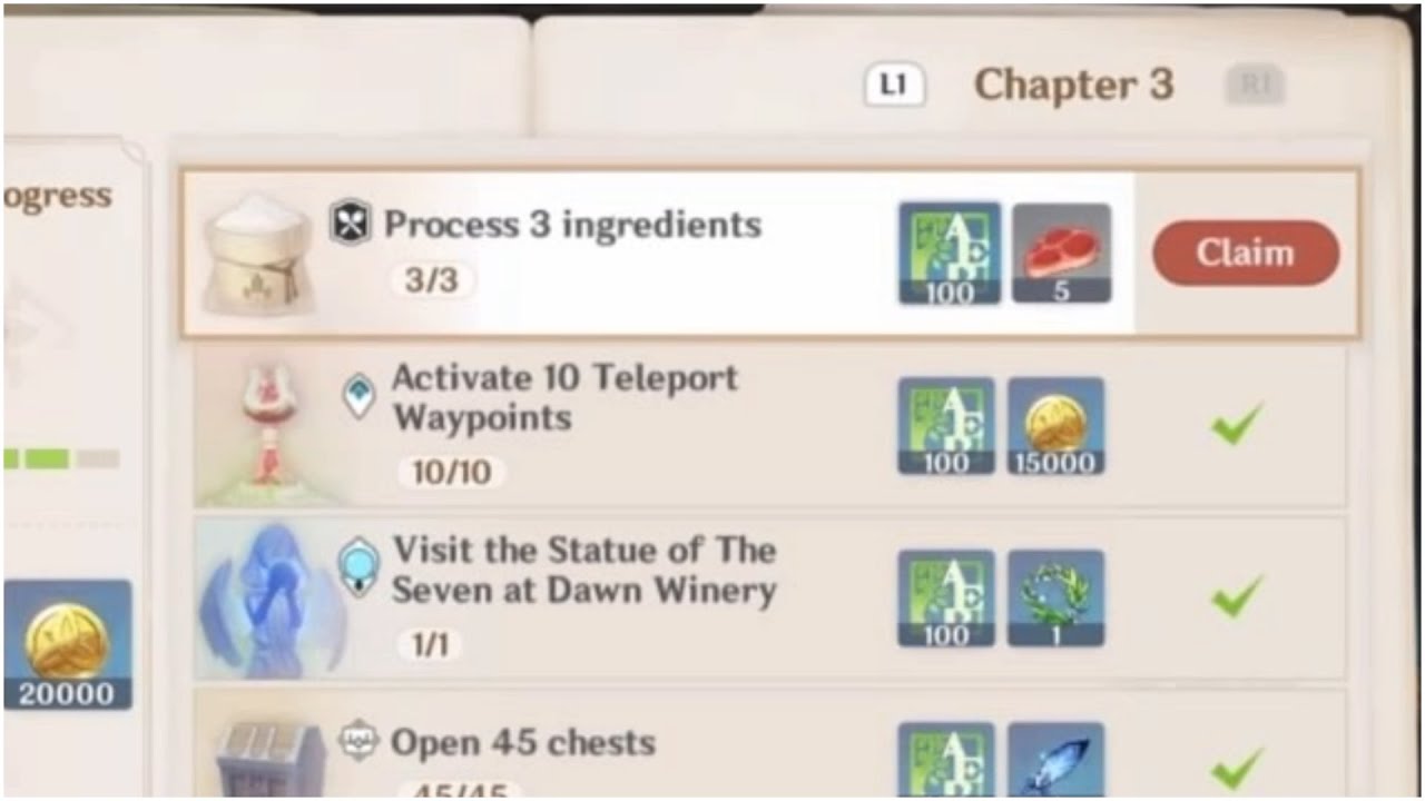 Process 3 ingredients Genshin Impact/how to process ingredients in Genshin Impact