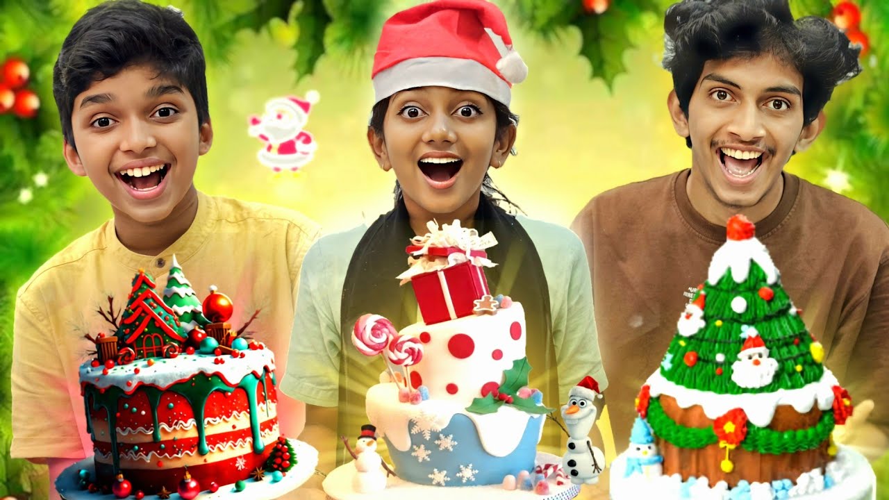 Extreme 2 layer Christmas cake 🍰decorating Challenge | വീണ്ടും പണിപാളി #cakedecorating #minsha