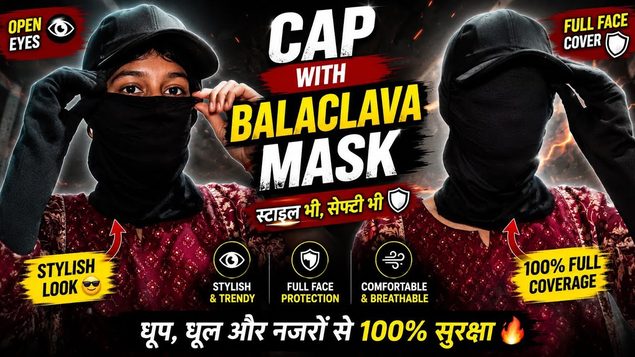 Cap + Balaclava Mask Style 😍 Open Eyes & 100% Full Face Cover Look | Face Cover Fashion