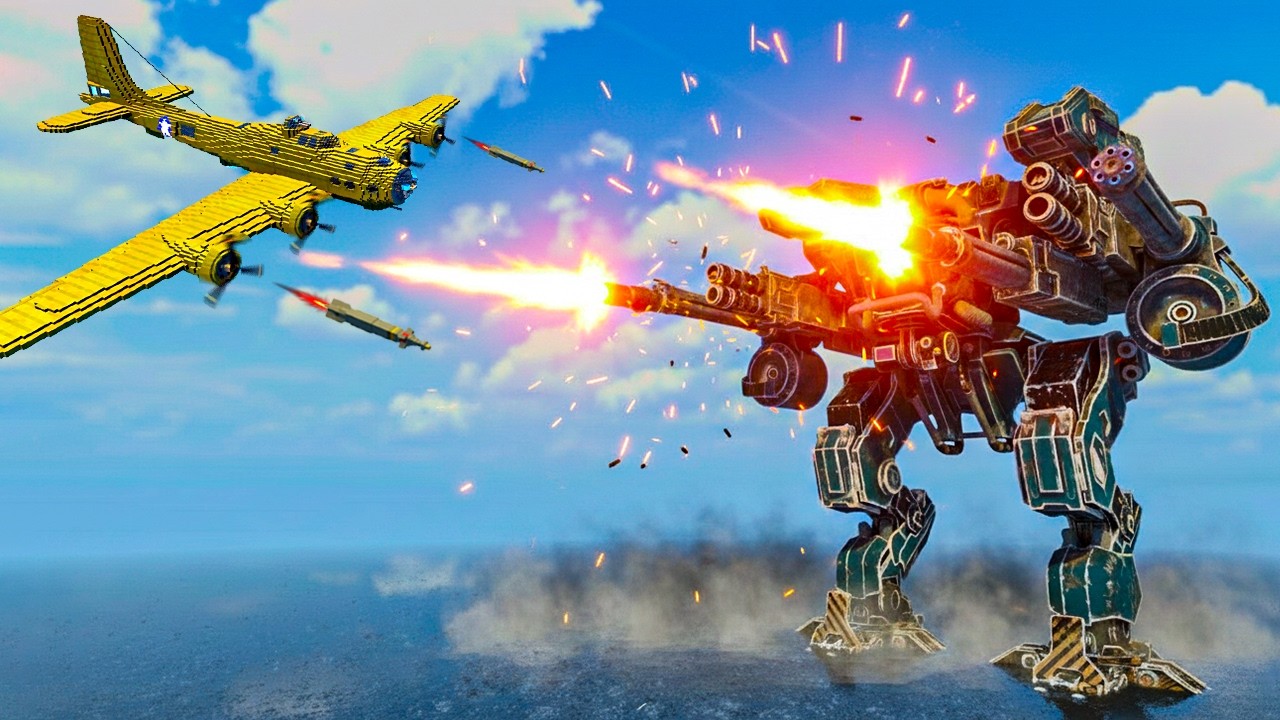 Warplane vs Combat Robot | Extreme Explosion Physics | Teardown